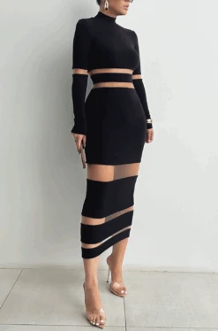 Noir The One Mock Neck Midi Dress