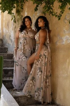 Purple Floral Nicoletta Chiffon Maxi Dress -Jluxlabel Dress Shop CHIFFON2023 12