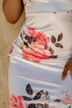 Ivory Crystalline Floral Midi Dress -Jluxlabel Dress Shop CHIFFON2023 26