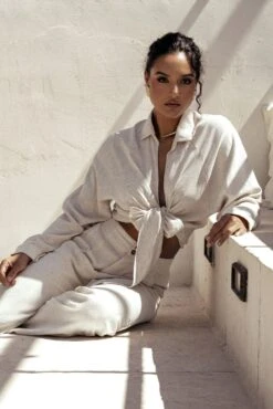 Stone Soho Front Tied Woven Top -Jluxlabel Dress Shop CONTENTDAY APR192022 7