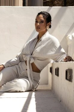 Stone Soho Front Tied Woven Top -Jluxlabel Dress Shop CONTENTDAY APR192022 8