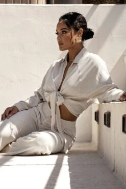 Stone Soho Front Tied Woven Top -Jluxlabel Dress Shop CONTENTDAY APR192022 9