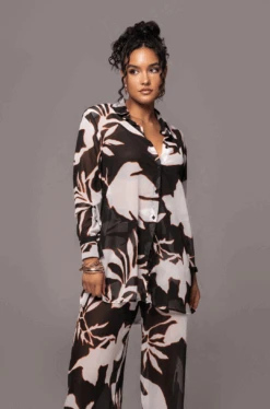 Ivory Floral Between Us Printed Button Up -Jluxlabel Dress Shop CenterpieceCollection