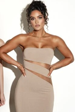 Beige Unpredictable Midi Dress -Jluxlabel Dress Shop FORMATION2022 P1 55