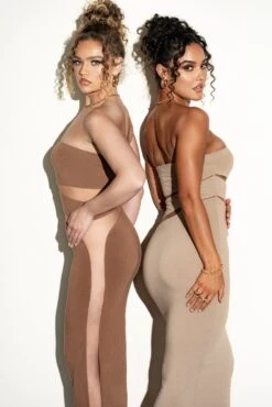 Beige Unpredictable Midi Dress -Jluxlabel Dress Shop FORMATION2022 P1 58