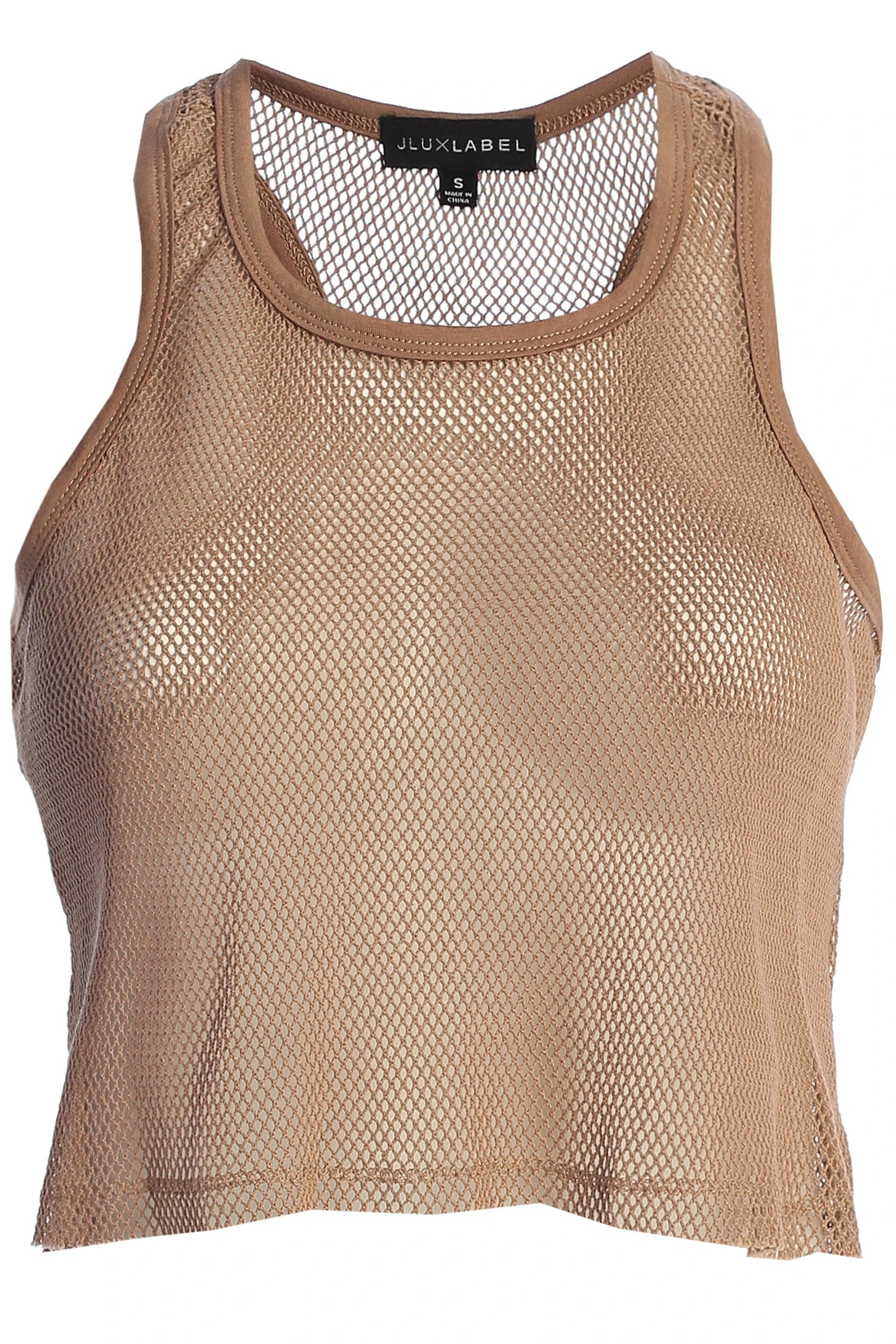 Sand Fishnet Crop Tank 4 Sand Fishnet Crop Tank - Image 2