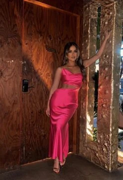 Pink Maurine Cutout Dress -Jluxlabel Dress Shop IMG 5357