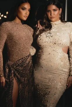 Gold/Black Untamed Slit Dress -Jluxlabel Dress Shop IMG 7643