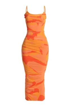 Orange Naylene Ruched Dress -Jluxlabel Dress Shop IMG 7654copy
