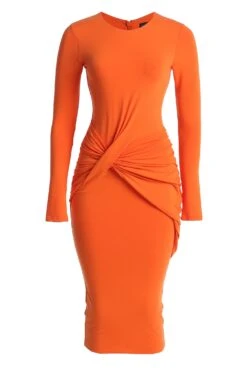 Jluxbasix Orange Modern Lovers Midi Dress 15 Jluxbasix Orange Modern Lovers Midi Dress -Jluxlabel Dress Shop IMG 7991copy