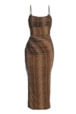 Snakeskin Make An Entrance Cowl Neck Dress -Jluxlabel Dress Shop IMG 8319copy