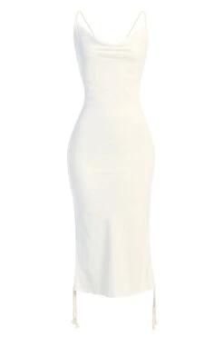 Ivory Bahari Ruched Linen Dress -Jluxlabel Dress Shop IMG 9601
