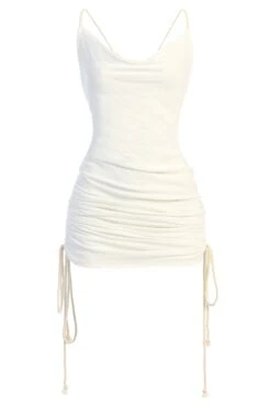 Ivory Bahari Ruched Linen Dress -Jluxlabel Dress Shop IMG 9602