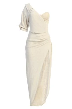 Natural Evita Linen Draped Dress -Jluxlabel Dress Shop IMG 9660