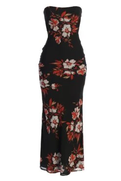 Red Floral Break Free Strapless Maxi Dress -Jluxlabel Dress Shop IMG 9797copy