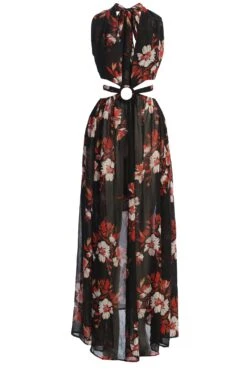 Red Floral Nicoletta Chiffon Maxi Dress -Jluxlabel Dress Shop IMG 9813copy