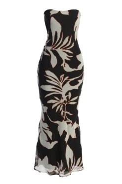 Ivory Floral Break Free Strapless Maxi Dress -Jluxlabel Dress Shop IMG 9819copy