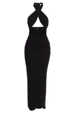 Black Tamara Halter Midi Dress -Jluxlabel Dress Shop IMG 9827copy