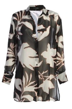 Ivory Floral Between Us Printed Button Up -Jluxlabel Dress Shop IMG 9844copy