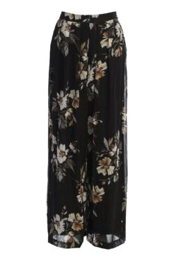 Grey Floral Josette Wide-Leg Pleated Pants -Jluxlabel Dress Shop IMG 9863copy