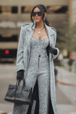 Lt. Grey Savannah Belted Tweed Coat 25 Lt. Grey Savannah Belted Tweed Coat -Jluxlabel Dress Shop ITSALIFESTYLE2022 11