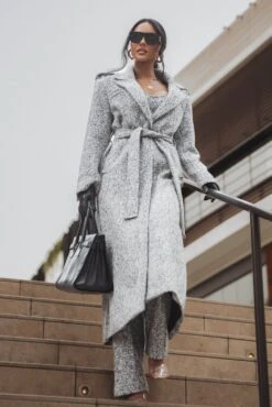 Lt. Grey Savannah Belted Tweed Coat 30 Lt. Grey Savannah Belted Tweed Coat -Jluxlabel Dress Shop ITSALIFESTYLE2022 20