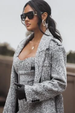 Lt. Grey Savannah Belted Tweed Coat 35 Lt. Grey Savannah Belted Tweed Coat -Jluxlabel Dress Shop ITSALIFESTYLE2022 30