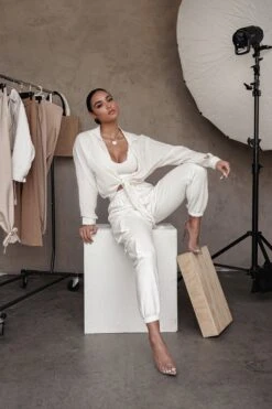 Ivory Soho Front Tied Woven Top -Jluxlabel Dress Shop JLUXLABEL ESSENTIALS FEB212020 286