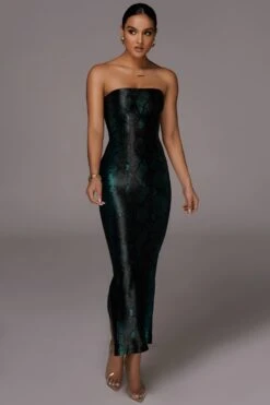 Green Bianca Snakeskin Slit Dress -Jluxlabel Dress Shop JLUXLABEL PRODUCT MAR172020 1770