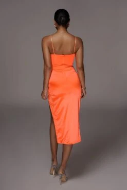Orange Aldis Satin Slit Dress -Jluxlabel Dress Shop JLUXLABEL PRODUCT MAR172020 719