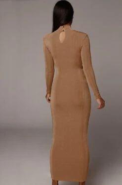 Tan Kara Mock Neck Dress 15 Tan Kara Mock Neck Dress -Jluxlabel Dress Shop JLUXLABEL0145beige