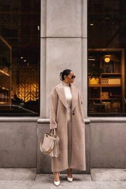Sand Chelsie Longline Coat -Jluxlabel Dress Shop LIFESTYLE JAN22023 34