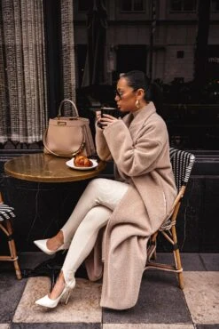 Sand Chelsie Longline Coat -Jluxlabel Dress Shop LIFESTYLE JAN22023 36