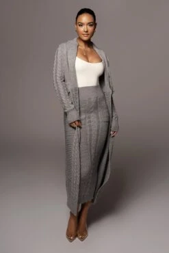 Grey Evana Cable Knit Cardigan -Jluxlabel Dress Shop OCT28 54 f7811f54 e2f0 41b5 ae41 b56efd9ce4e2
