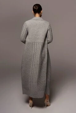 Grey Evana Cable Knit Cardigan -Jluxlabel Dress Shop OCT28 59