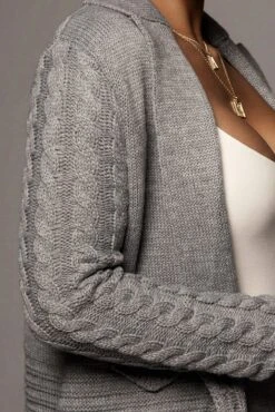 Grey Evana Cable Knit Cardigan -Jluxlabel Dress Shop OCT28 63 2