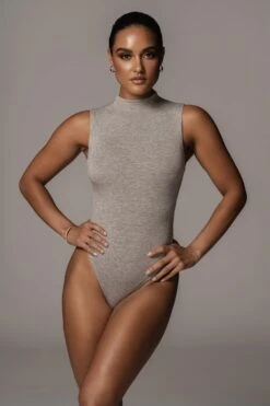 Jluxbasix Grey Ciela High Neck Bodysuit -Jluxlabel Dress Shop PRODUCT 8 4 20 1097