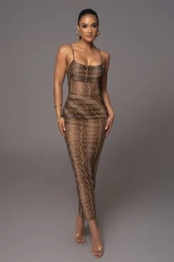 Snakeskin Make An Entrance Cowl Neck Dress -Jluxlabel Dress Shop PRODUCT APR112023 36