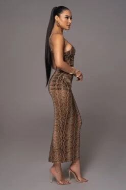 Snakeskin Make An Entrance Cowl Neck Dress -Jluxlabel Dress Shop PRODUCT APR112023 38