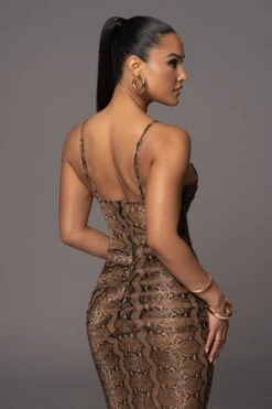 Snakeskin Make An Entrance Cowl Neck Dress -Jluxlabel Dress Shop PRODUCT APR112023 41
