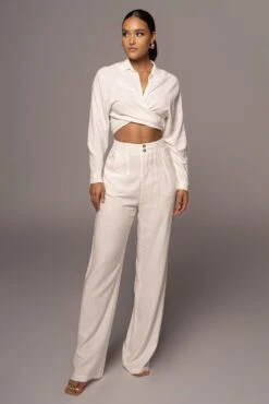 Ivory Soho Front Tied Woven Top -Jluxlabel Dress Shop PRODUCT APR152022 177