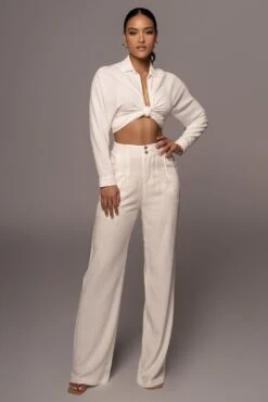 Ivory Soho Front Tied Woven Top -Jluxlabel Dress Shop PRODUCT APR152022 189