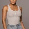 Grey Buttoned Ribbed Tank -Jluxlabel Dress Shop PRODUCT APR152022 240