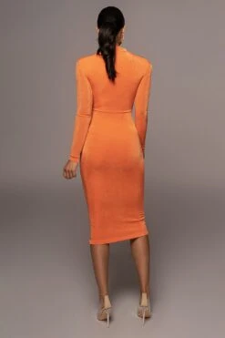 Orange Audette Turtleneck Dress -Jluxlabel Dress Shop PRODUCT APR152022 262