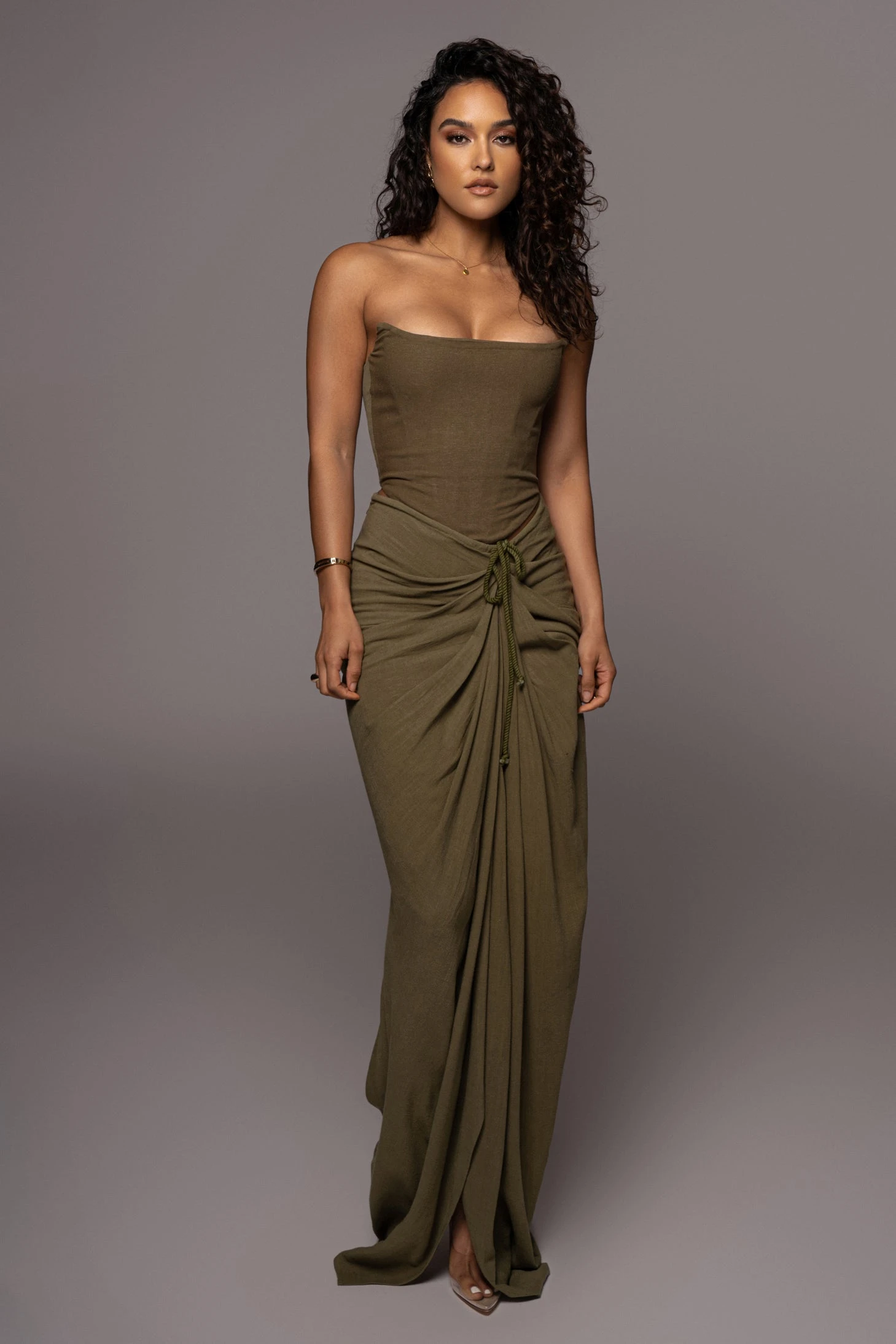 Olive Noelia Linen Slit Skirt 4 Olive Noelia Linen Slit Skirt - Image 2