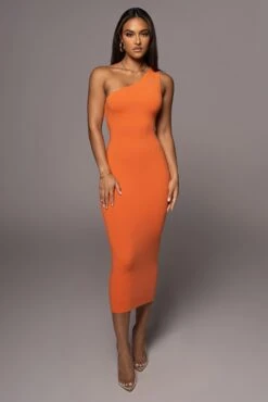 Orange Meara One Shoulder Dress 19 Orange Meara One Shoulder Dress -Jluxlabel Dress Shop PRODUCT AUG102022 1