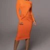 Jluxbasix Orange Modern Lovers Midi Dress 1 Jluxbasix Orange Modern Lovers Midi Dress -Jluxlabel Dress Shop PRODUCT AUG102022 129