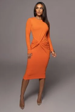 Jluxbasix Orange Modern Lovers Midi Dress 16 Jluxbasix Orange Modern Lovers Midi Dress -Jluxlabel Dress Shop PRODUCT AUG102022 131