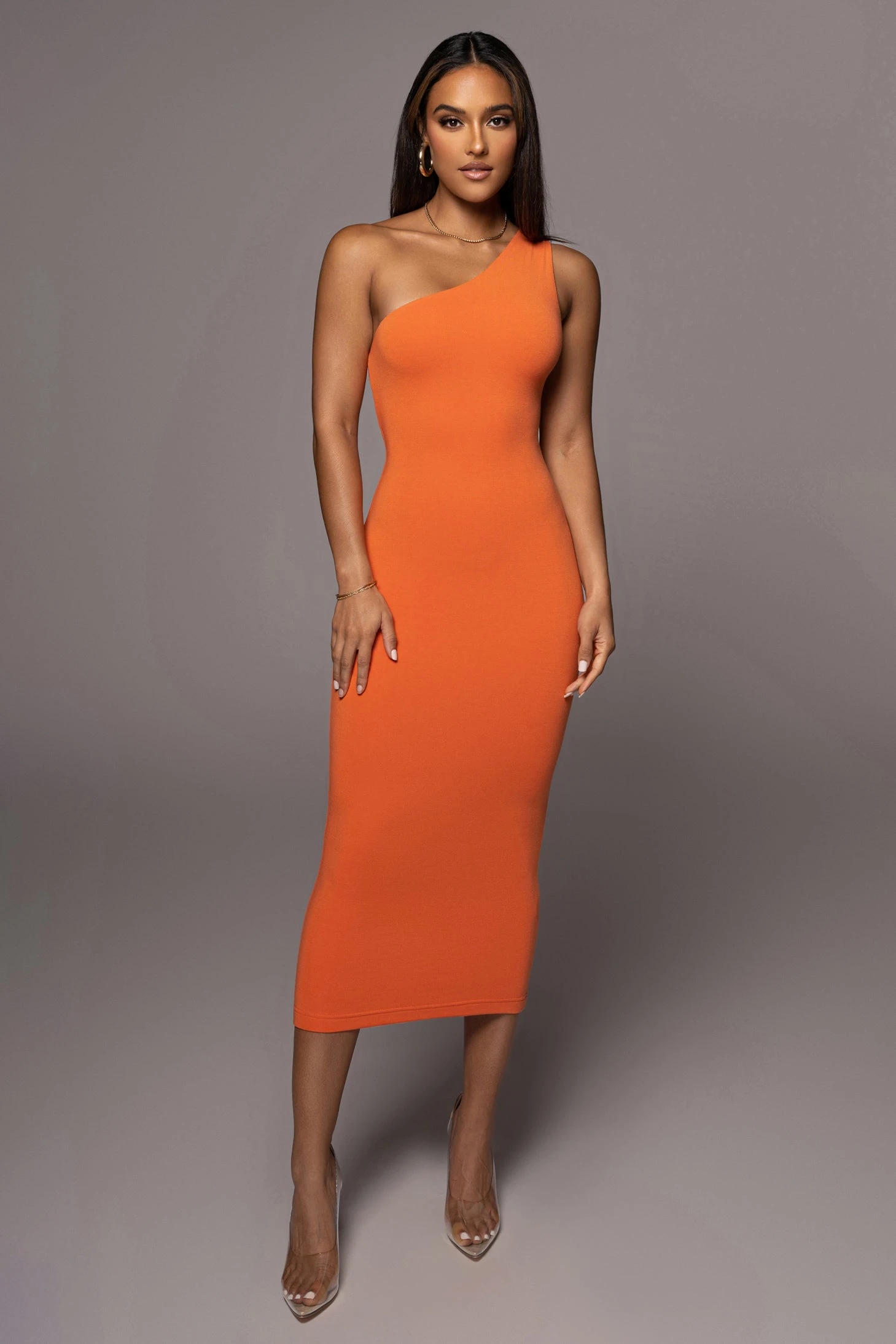 Orange Meara One Shoulder Dress 4 Orange Meara One Shoulder Dress - Image 2