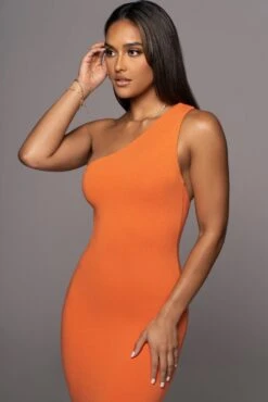 Orange Meara One Shoulder Dress 20 Orange Meara One Shoulder Dress -Jluxlabel Dress Shop PRODUCT AUG102022 8